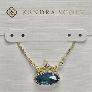 Disney X Kendra Scott Goldtone Necklace with Teal Crown Pendant